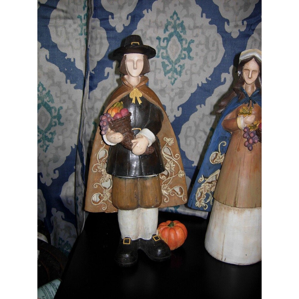 Pilgrim Harvest Thanksgiving Accent Decor Figures Set 16" - Picture 3 of 11
